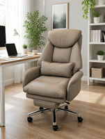 Fauteuil de bureau exécutif moderne inclinable en cuir véritable, confortable, ergonomique, avec dossier haut et accoudoirs réglables, idéal pour salon et hôtel