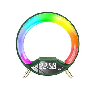 Fast Charger Stand App Control Carga dor Inalambrico 7 in 1 LED-RGB-Licht für kabelloses Ladegerät mit BT-Lautsprecher-Lade halter