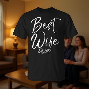 T-shirt Best Wife Est 2019 pour femmes, cadeau de mariage de la part de son mari - Product Image 3