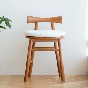 Taburete Butterfly de madera maciza de cerezo, taburete para tocador con respaldo, silla redonda para uso en maquillaje en el dormitorio - Product Image 4