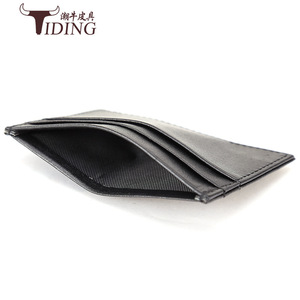 Tiding <b>Card</b> <b>Holder</b> Genuine Leather Ultra Thin Mini Black Unisex Everyday Use - Product Image 4