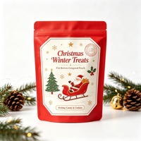 Pochette de Noël personnalisée professionnelle, résistante à l'humidité, en BOPP refermable avec fermeture éclair, pour chocolats, noix, biscuits, emballage cadeau de Noël
