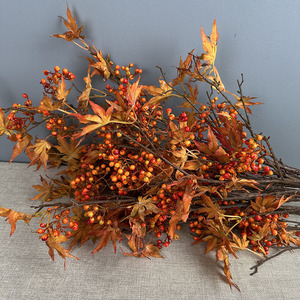 Feuille d'érable artificielle d'automne, branche de baies, décoration de jardin, décoration douce pour mariage et maison, plantes artificielles, fleurs en plastique, plante artificielle - Product Image 3