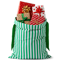 Sac de Noël en Toile à Rayures avec Nœud en Ruban pour Bonbons Sac de Père Noël par Sublimation