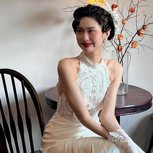 S0165G 2024 nueva superventas novia banquete cola de pez encaje Brigada disparar luz fiesta vestidos de mujer para invitados de boda - Product Image 3