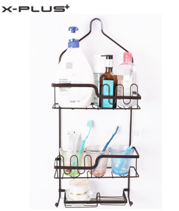 Modern Metal Bathroom Tub and Shower Caddy, Over Shower Door Hanging Storage Organizer 3 Baskets Rack