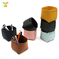 Tempat Pensil Kuas Makeup Organizer Meja Kerja Kotak Penyimpanan Kulit PU Dekorasi Meja Gaya Nordic Tempat Perhiasan Kunci