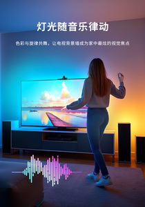 ไฟ LED แถบหลังทีวีอัจฉริยะ IP20 3.8 ม. 12V RGBIC 55-65 นิ้ว รองรับ Tuya Sync Music App Google Alexa Wifi พร้อมกล้องในตัว - Product Image 6