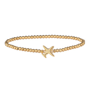<span class=keywords><strong>Linsa</strong></span> Fashion Pulsera de cuentas de 3mm de elasticidad ajustable chapada en oro de 18 quilates Nuevo brazalete de acero inoxidable que no se decolora con avión - Product Image 1