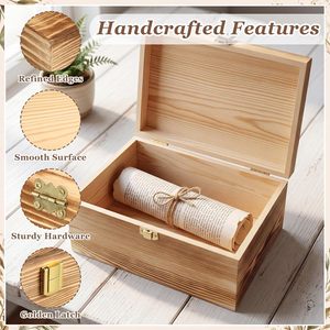 Caja <span class=keywords><strong>de</strong></span> Regalo <span class=keywords><strong>de</strong></span> Madera <span class=keywords><strong>de</strong></span> Pino sin Acabado al por Mayor con Tapa con Bisagras, Caja <span class=keywords><strong>de</strong></span> Recuerdos <span class=keywords><strong>de</strong></span> Madera Personalizada - Product Image 5