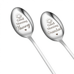 Wsx Modern Stainless Steel Spoon <b>Gifts</b> <b>for</b> Grandparents Nanny Valentine's Day Stocking Fillers Engraved 'Good Morning' Heart - Product Image 3