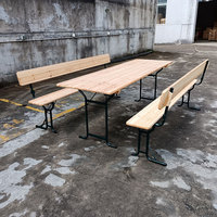 Bancs pliants de patio en bois pique-nique cour fête à manger ensemble de table à bière commerciale avec dossier