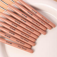 Lot de 10 pinceaux de nail art en gros, manche en bois peint, pinceaux ronds, angulaires, plats et liner, pour gel, vernis et fournitures de manucure en salon