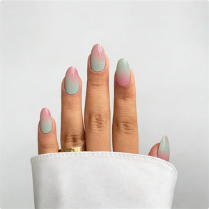 Bandes de gel semi-durcies pour ongles avec motif Aura Ombré Menthe & Sorbet Pêche pour une esthétique Clean Girl, pour ongles DIY et de salon - Product Image 2