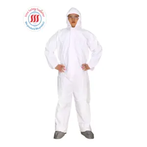 Integral hood and boot jumpsuit SF microporous film DISPOSABLE COVERALL safety suit for cross-contamination