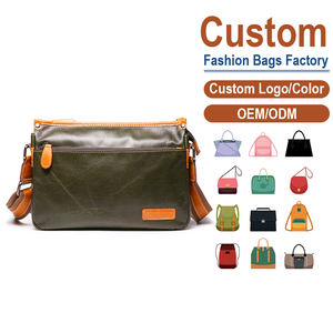 Sac bandoulière pour homme en cuir véritable vert olive avec accents marron |   Fabrication sur mesure OEM/ODM pour les marques de streetwear - Product Image 1