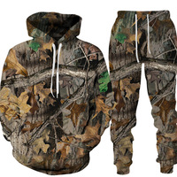 Vêtements de chasse d'extérieur Veste Jungle Biomimetic Camouflage Uniforme Camo Set Waterfowl Upland Fishing Hunting Hoodie Suit