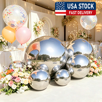 Set de 6 Globos Esféricos Inflables Plateados para Fiesta de Navidad, Esfera Grande Inflable para Decoración de Fiesta, Globo Espejo Dorado Brillante