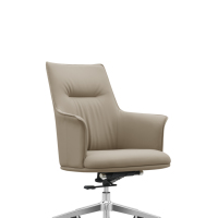 Chaise de bureau mobile en cuir importé de haute qualité, chaise de direction de classe moyenne avec accoudoirs fixes