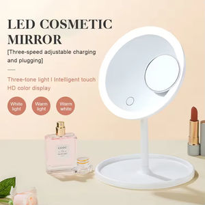 Miroir de maquillage portable moderne à LED avec charge USB, 3 couleurs, carré, pour chambre à coucher, rechargeable, commande tactile - Product Image 2