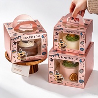 Emballage pour desserts, boîte à gâteau d'anniversaire, fenêtre transparente en PET, poignée portable, boîte à pâtisserie, impression de logo personnalisée, emballage cadeau pour les fêtes