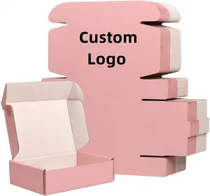 Лидер продаж, 15 лет, OEM, заводская упаковка для отправки логотипа на заказ, розовая коробка для почтовых отправлений из гофрированной бумаги с логотипом