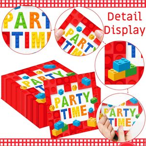 Building Blocks Paper Napkins Disposable Building Bricks Paper Napkins Beverage Dinner Dessert Napkins <strong>for</strong> Birthday <strong>Baby</strong> Shower - Product Image 3