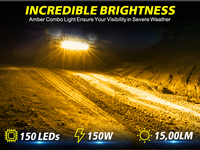 Nouvelle barre lumineuse LED 120W ambre 20 pouces à quatre rangées, faisceau combiné, étanche IP67, Plug and Play, ajustement universel pour l'extérieur des camions et voitures