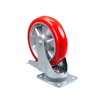 Roue pivotante à double frein robuste de type européen en acier, aluminium et polyuréthane, prix d'usine, 200x50 mm, charge de 450 kg