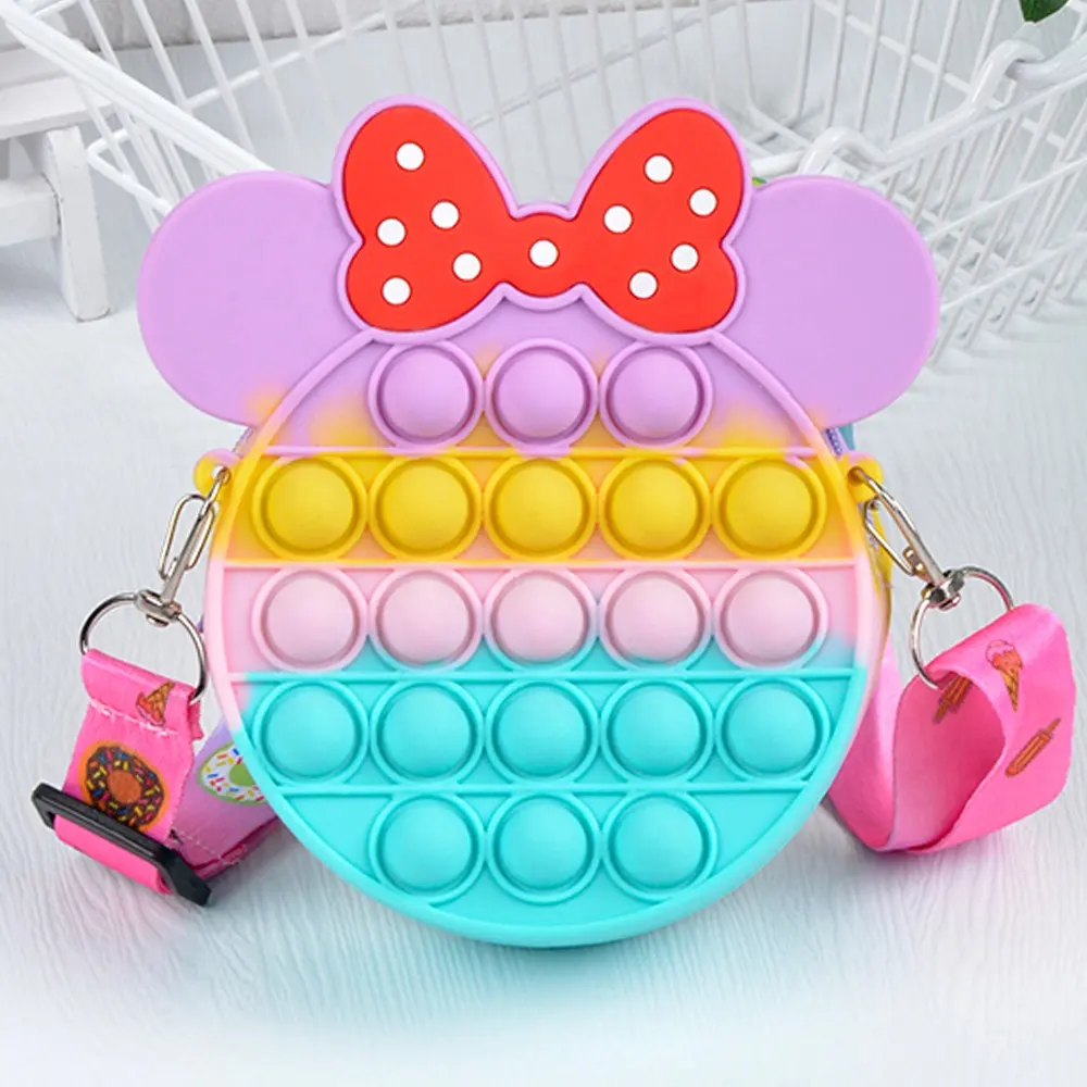 Borsa a tracolla per bambini fidget per bambini borse a tracolla in silicone minnie mickey portamonete con tracolla regolabile