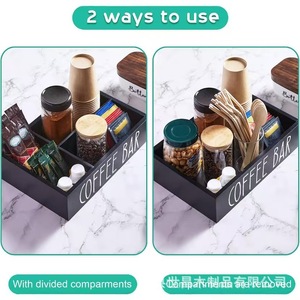 Coffee Bar Storage <b>Box</b> Rectangle Desktop Organizer 18L With Compartments For <b>Tea</b> Bags Coffee Cups And Utensils - Product Image 5