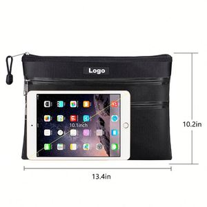 Three Zippers Three Pockets Fireproof Waterproof File Organizer Document Cases Money Bag Storage Bag OEM - Product Image 3