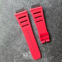 Bracelet en caoutchouc noir taille M compatible avec les montres, en caoutchouc fluoré, avec extrémités en métal titane