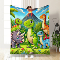 Couverture en flanelle à imprimé numérique 3D de dinosaures mignons, couverture de dinosaure, polaire douce et chaude, couvertures de dinosaures, cadeaux pour garçons