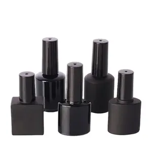 Wholesale Matte Black Nail Polish Glass Bottles 15ml Uv Gel Cosmetic Container 10ml 12 ml Empty Nail Polish Bottle with Brush