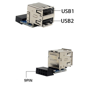 พีซีภายใน USB 2พอร์ต2.0 9Pin ตัวเมียเป็น2พอร์ตอะแดปเตอร์ตัวแปลงเมนบอร์ดบอร์ดบอร์ดขยายการ์ด PCB ใหม่ - Product Image 2