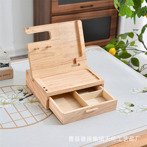 Wooden phone stand <b>desktop</b> <b>shelf</b> with drawers, simple design, <b>desktop</b> bedroom bedside <b>shelf</b> - Product Image 4