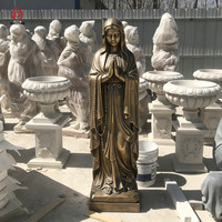 Sculpture de la Vierge Marie en bronze coulé, taille réelle, statue religieuse, finition antique, pour église, jardin, cimetière, décoration extérieure