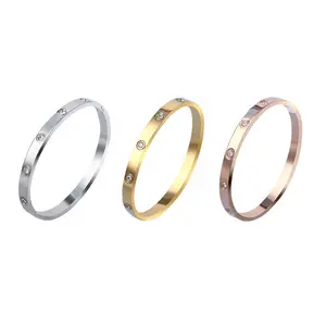 Bracelets à vis ouvertes en acier inoxydable pour femmes, nouvelle mode de styliste, plaqué or, Bracelet à ongles pour femmes