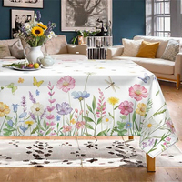 Nappe rectangulaire à imprimé floral printanier/estival, imperméable, résistante aux taches, lavable, en polyester durable