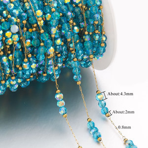 Catena in Acciaio Inossidabile Impermeabile Placcata Oro 18K <span class=keywords><strong>con</strong></span> Perline in Pietra Naturale per Componenti e Accessori di Bigiotteria Fai-da-Te - Product Image 3