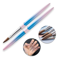 Pinceau à ongles professionnel GUYO en acrylique 100% Kolinsky avec manche métallique dégradé bleu-rose et imprimé faux diamant, personnalisable