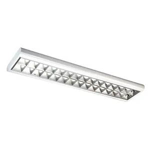 Permukaan Mounted Aluminium Louver Kantor Grille Lampu dengan Lampu LED Tube atau Neon T5 Tabung