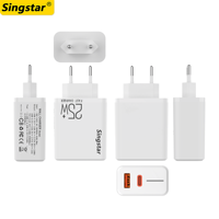 Chargeurs USB-C 25W QC 3.0 PD2.0 avec voyant bleu, adaptateurs d'alimentation rapide pour téléphones mobiles