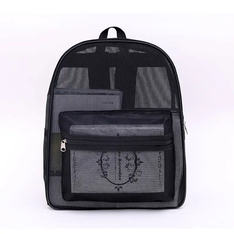Custom logo Mesh Backpack Clear Backpack Summer Beach See Through Travel Sports Backpack For Men Women
