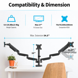 MOUNTUP 3 <strong>Monitor</strong> Desk <strong>Mount</strong> Heavy Duty Gas Spring <strong>Monitor</strong> Arm <strong>Triple</strong> <strong>Monitor</strong> Stand <strong>Mount</strong> - Product Image 2