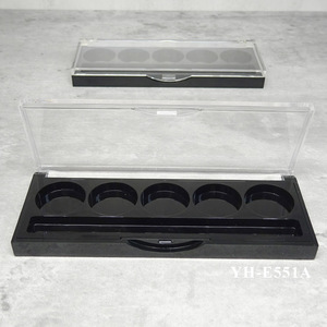 Paleta de sombras de ojos vacía de 4/5/6/8 compartimentos con tapa transparente y base negra, estuche de maquillaje ABS para colorete y cosméticos - Product Image 1