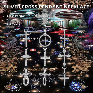 Collar con Colgante de Cruz de Plata de Ley 925 Clásico Personalizado para Niños, con Circonita - Product Image 2