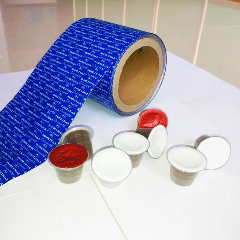 Tipo di rotolo di capsule di caffè e trattamento laminato tazza di yogurt guarnizioni in alluminio coperchio in rotoli di alluminio