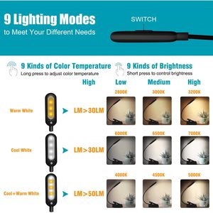 Vavofa Clip On Reading Light 7 <b>Led</b> Touch Control Rechargeable Book Light For <b>Bed</b> Reading - Product Image 3